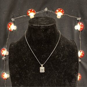 Vintage Sterling Silver & Aquamarine Pendant Necklace